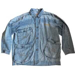 1990s Y2K Rocawear Denim 3 Pocket Work Jacket Men's XXL Button Down